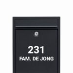 Brievenbus sticker met huisnummer en eigen naam