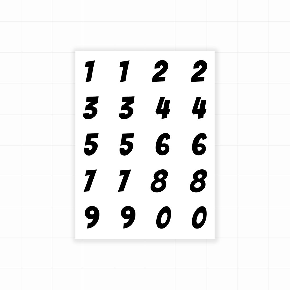 plakcijfers_set_cartoon Cartoon plakcijfers - Alle cijfers (2x) cijfer stickers - Afbeelding 1