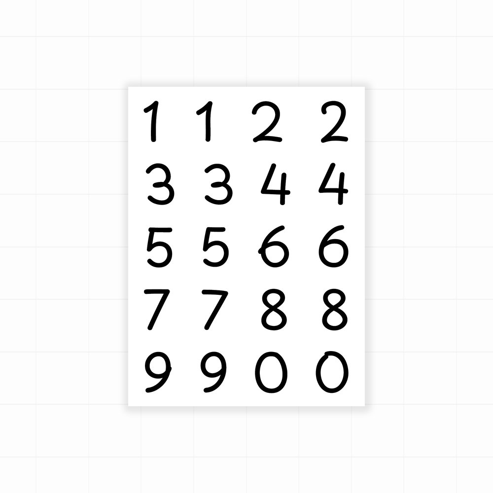 plakcijfers_set_handschrift Handschrift plakcijfers - Alle cijfers (2x) cijfer stickers - Afbeelding 1